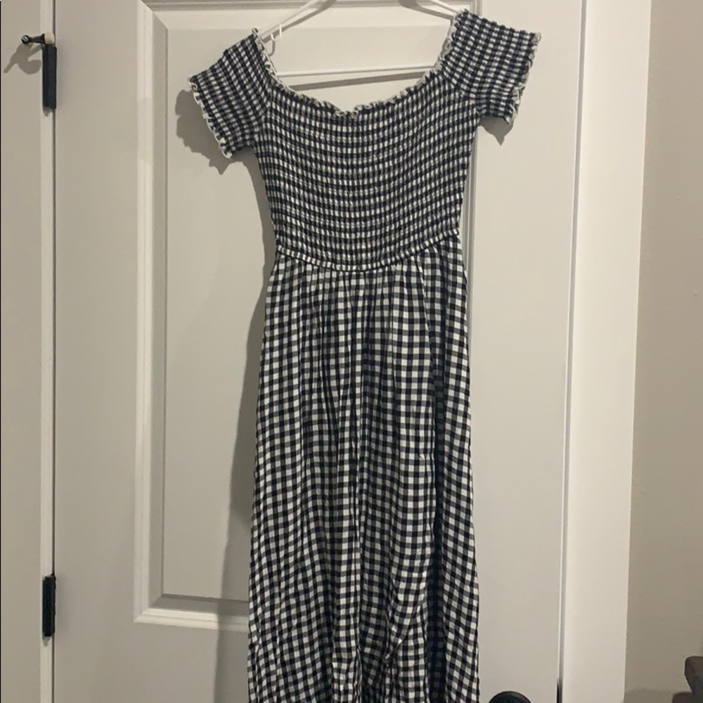 Gingham smocked tulip hem dress NWOT
